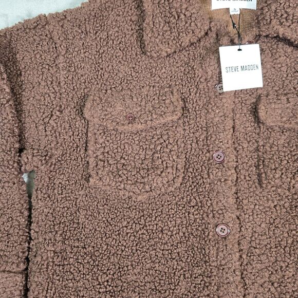 Steve Madden Shirt Jacket Women's Small Shaved Chocolate Brown Cozy W/ Pockets - Picture 6 of 7